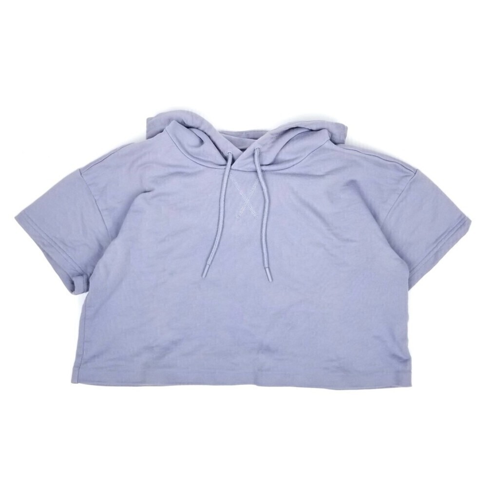 GYMSHARK Legacy Cropped Hoodie Short Sleeve Sweatshirt Lavender Athleisure Small